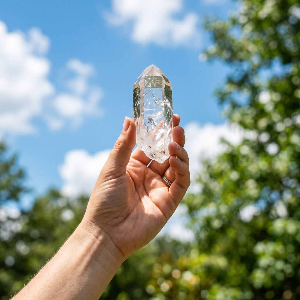 Clear quartz crystal point